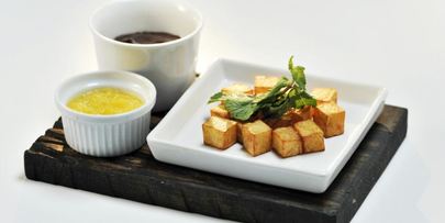 картофельные кубики с шоколадом и мандариновым пюре