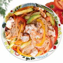 Рецепт Крахмальная лапша с куриным филе и цукини