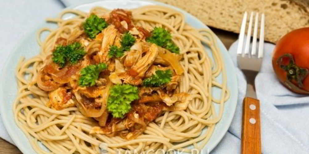 Рецепт лапша с курицей в томатном соусе