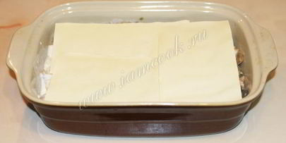 лазанья с курицей и грибами