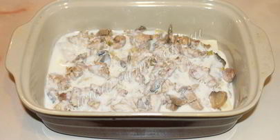 лазанья с курицей и грибами