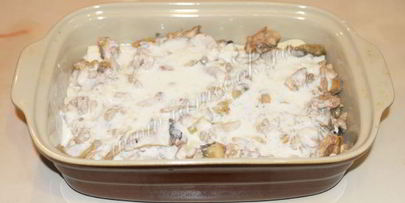 лазанья с курицей и грибами