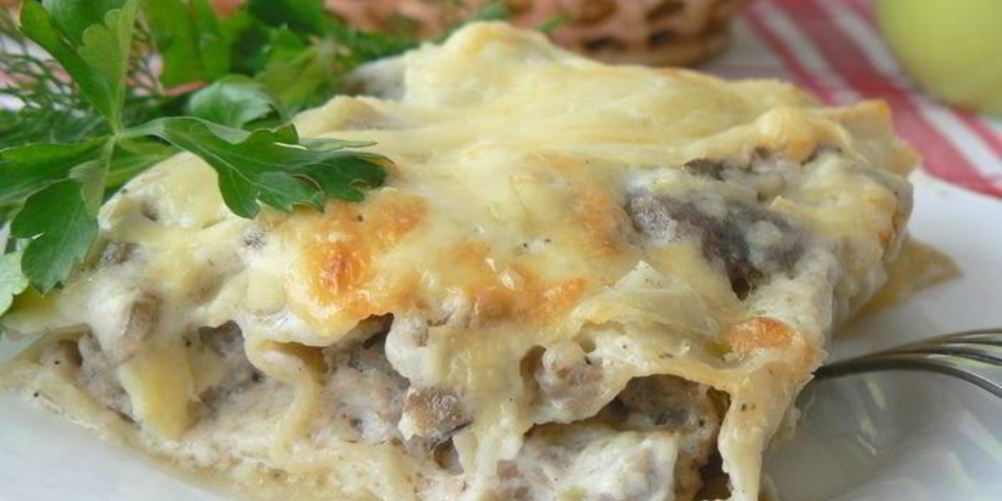 Рецепт каннелони с фаршем и грибами