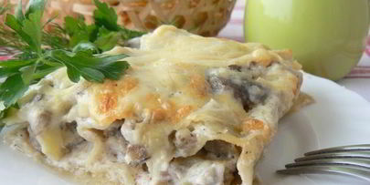 каннелони с фаршем и грибами