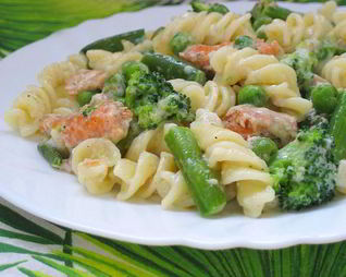 Макароны с грибами овощами сыром