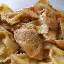 Рецепт Макароны с курицей и баклажанами