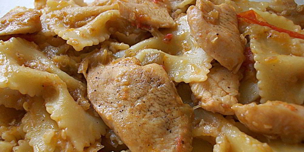 Рецепт макароны с курицей и баклажанами