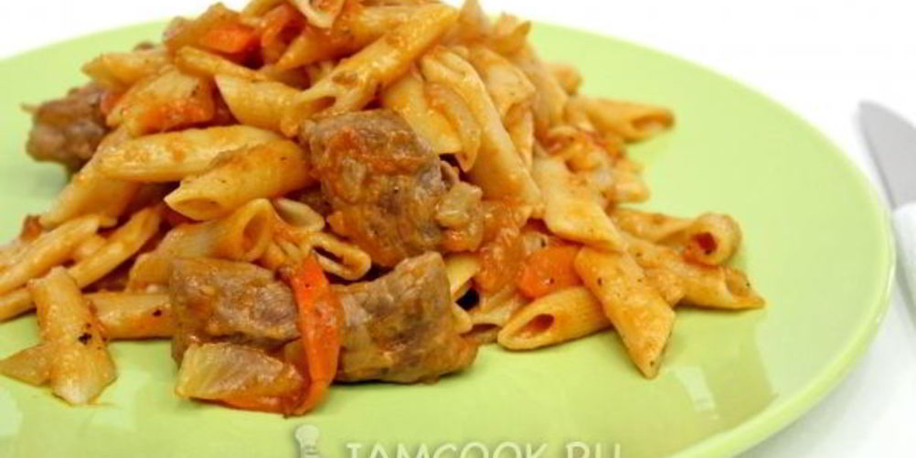 Рецепт макароны с мясом в мультиварке