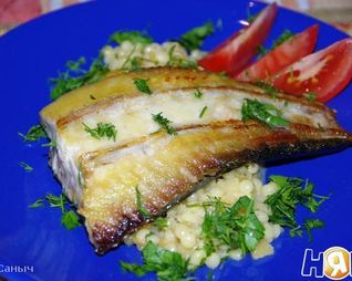 Осетр жаренный и паста с тыквой по-итальянски