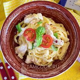 Паста карбонара с курицей по-итальянски