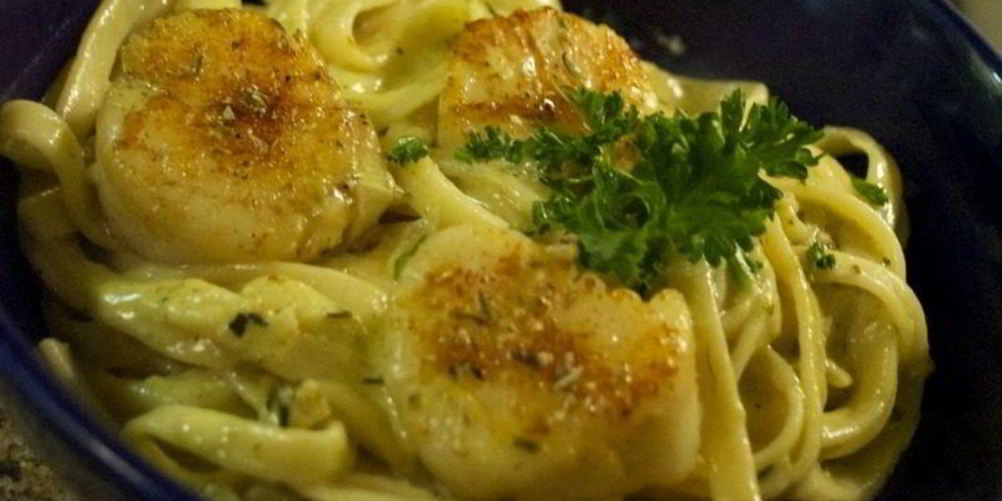 Рецепт паста с гребешками в сливочном соусе