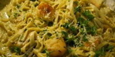 паста с гребешками в сливочном соусе