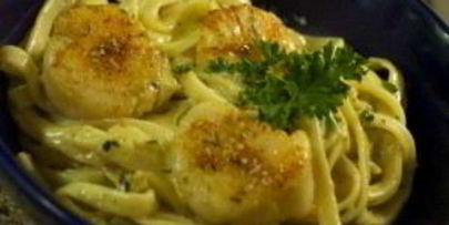 паста с гребешками в сливочном соусе