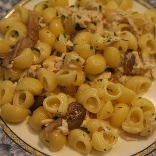 Паста с грибами, цыпленком и сливочным соусом