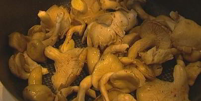 паста с грибами, цыпленком и сливочным соусом