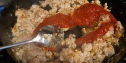 паста с куриным фаршем