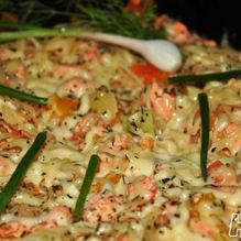 Рецепт Паста с семгой и овощами в сливочно-томатном соусе