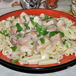 Паста с тушеным кроликом