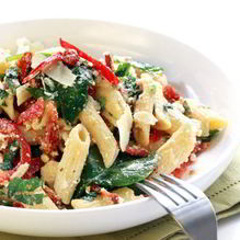 Рецепт Паста со шпинатом и сладким перцем