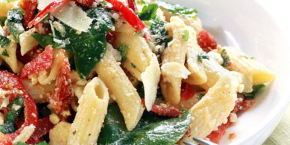 Рецепт паста со шпинатом и сладким перцем