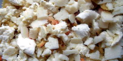 паста, запеченная с креветками и тремя видами сыра