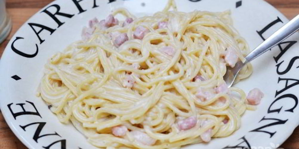 Рецепт спагетти с беконома и сливками