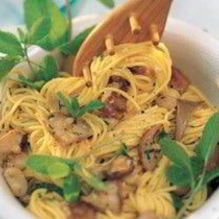 Рецепт Спагетти с грибами и мятой