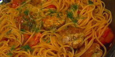 спагетти с шариками из тунца