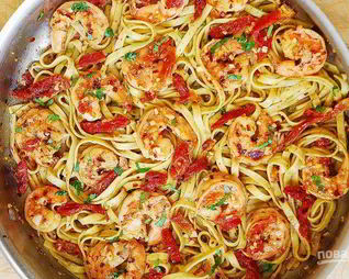 Спагетти с вялеными томатами