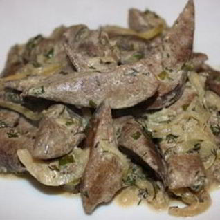 Бефстроганов из печени в мультиварке