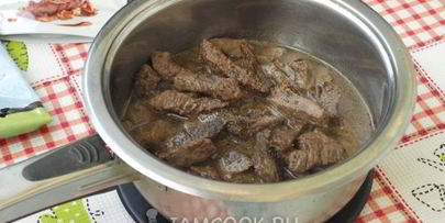 бефстроганов из телятины с шампиньонами