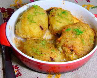 Фаршированные грудки в картофельной шубе