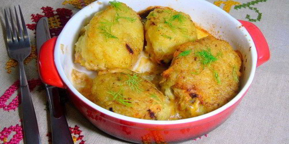 Рецепт фаршированные грудки в картофельной шубе