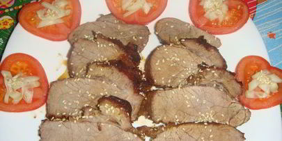 говядина с медом и кунжутом