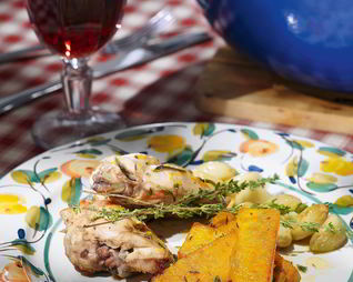 Кролик с тыквой в апельсиновом соусе