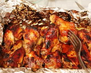 Куриные крылья в ткемалево-медовом маринаде