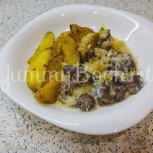 Рецепт Куриные сердечки с картофельными дольками