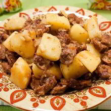 Рецепт Куриных желудков, тушенных с картошкой