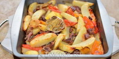 куриные желудки в духовке с картошкой