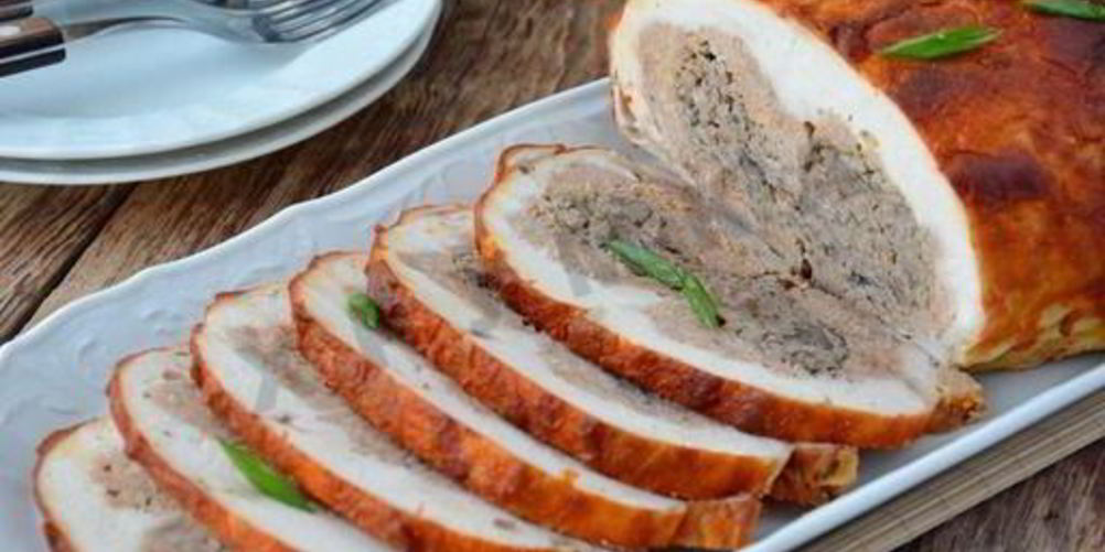 Рецепт курица, фаршированная свининой грибами и фасолью