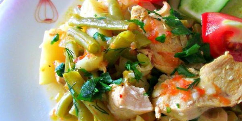Рецепт курица с картофелем и фасолью