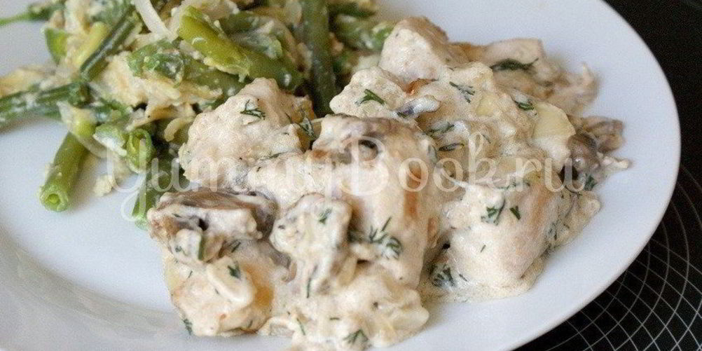 Рецепт курица с шампиньонами в сливочном соусе