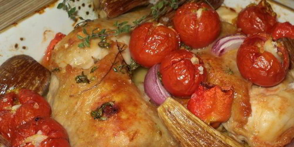 Рецепт курочка, запеченная с овощами