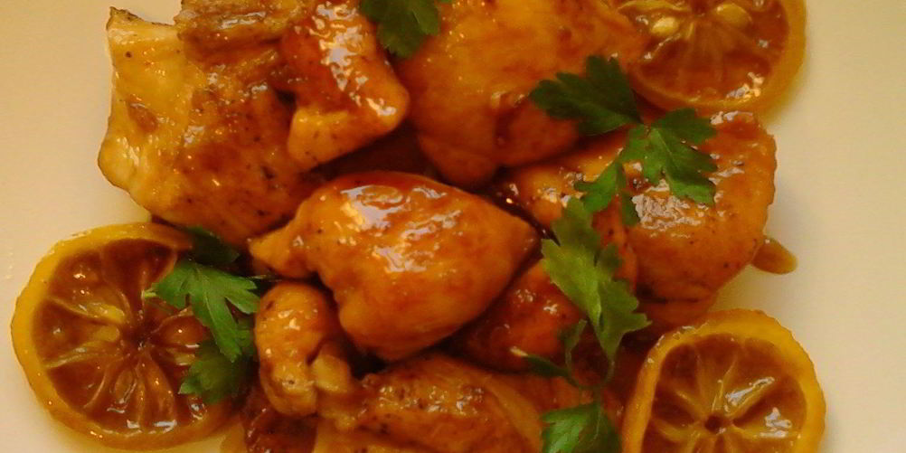Рецепт лимонная курица под соусом