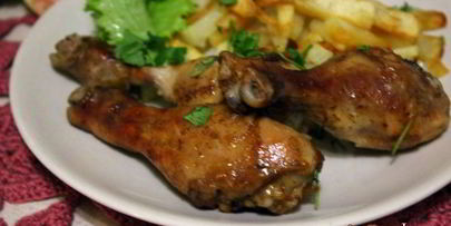 остро-сладкие куриные ножки, запеченные в микроволновке