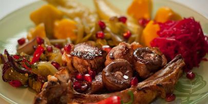 поджарка из баранины с солеными овощами