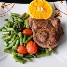 Рецепт Свинина с карамелизированным картофелем и красными апелсинами