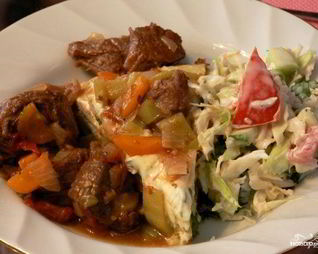 Телятина с овощами