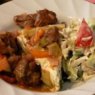 Телятина с овощами