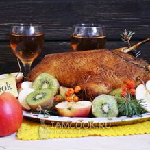 Рецепт Утка, фаршированная рисом и грибами